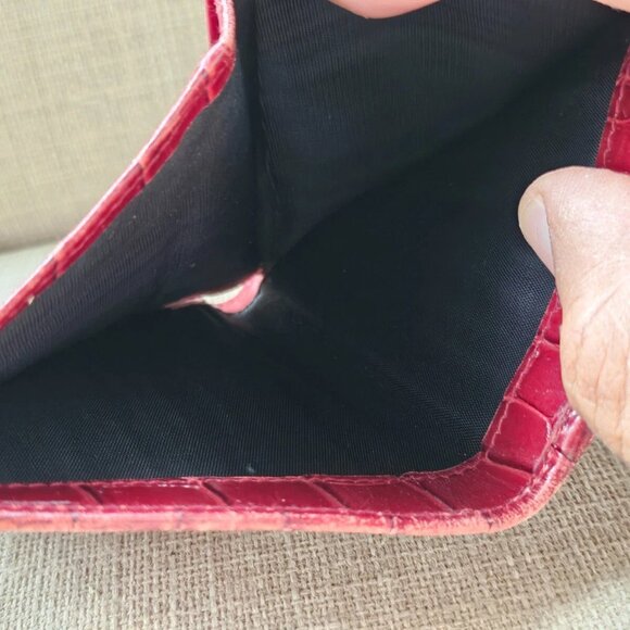 Salvatore Ferragamo Card Holder Embossed Vara Red Leather Bifold Wallet Italy - Picture 14 of 14